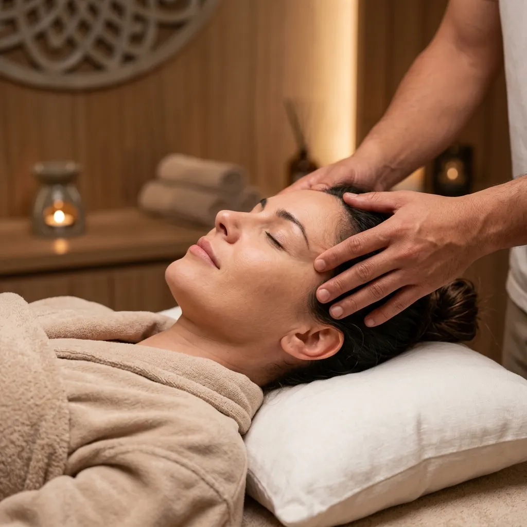 Cliente détendue pendant un massage du cuir chevelu